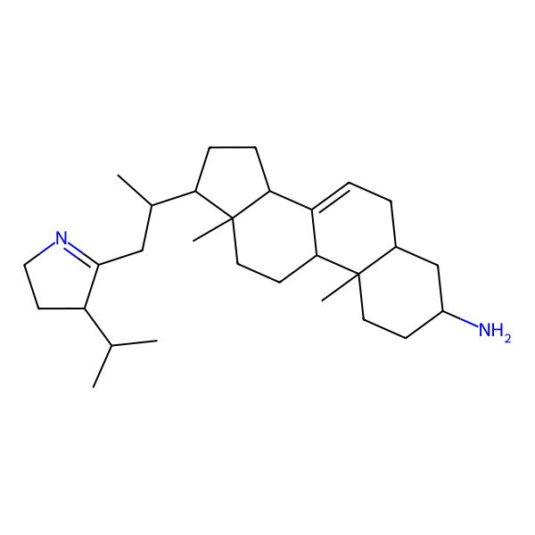 2D Structure of (3R,5S,9R,10S,13R,14R,17R)-10,13-dimethyl-17-[(2R)-1-[(4R)-4-propan-2-yl-3,4-dihydro-2H-pyrrol-5-yl]propan-2-yl]-2,3,4,5,6,9,11,12,14,15,16,17-dodecahydro-1H-cyclopenta[a]phenanthren-3-amine