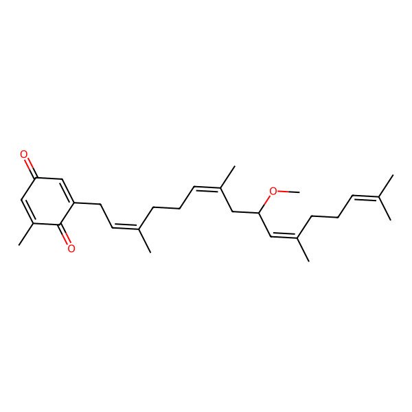 2D Structure of 2-(9-Methoxy-3,7,11,15-tetramethylhexadeca-2,6,10,14-tetraenyl)-6-methylcyclohexa-2,5-diene-1,4-dione