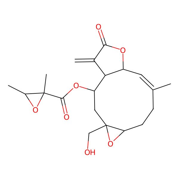 2D Structure of [(1R,2R,4S,6R,9E,11R)-4-(hydroxymethyl)-9-methyl-14-methylidene-13-oxo-5,12-dioxatricyclo[9.3.0.04,6]tetradec-9-en-2-yl] (2S,3R)-2,3-dimethyloxirane-2-carboxylate