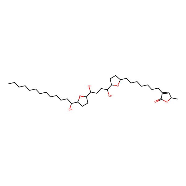 2D Structure of 4-[7-[(2R,5R)-5-[(1S,4R)-1,4-dihydroxy-4-[(2R,5R)-5-[(1R)-1-hydroxytridecyl]oxolan-2-yl]butyl]oxolan-2-yl]heptyl]-2-methyl-2H-furan-5-one