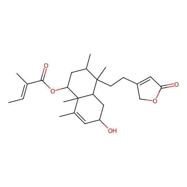 2D Structure of [(1R,3R,4R,4aS,6R,8aR)-6-hydroxy-3,4,8,8a-tetramethyl-4-[2-(5-oxo-2H-furan-3-yl)ethyl]-1,2,3,4a,5,6-hexahydronaphthalen-1-yl] (E)-2-methylbut-2-enoate