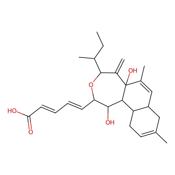 2D Structure of 5-(4-butan-2-yl-1,5a-dihydroxy-6,9-dimethyl-5-methylidene-2,7a,8,11,11a,11b-hexahydro-1H-benzo[i][3]benzoxepin-2-yl)penta-2,4-dienoic acid