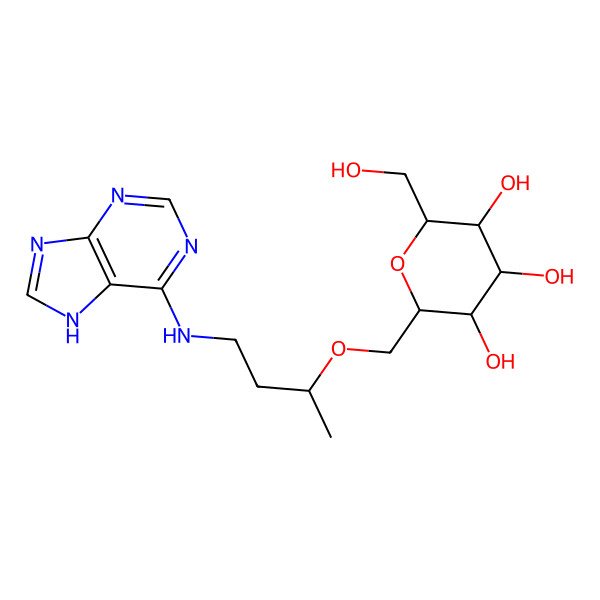 2D Structure of (2S,3S,4R,5S,6R)-2-(hydroxymethyl)-6-[[(2R)-4-(7H-purin-6-ylamino)butan-2-yl]oxymethyl]oxane-3,4,5-triol