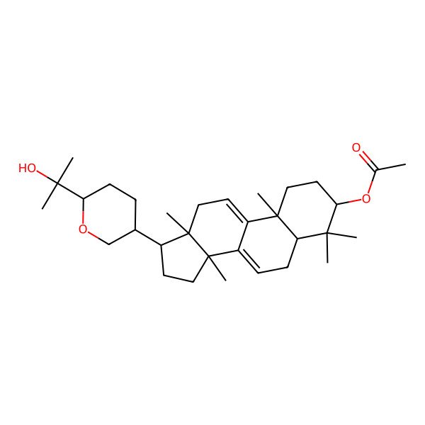 2D Structure of [17-[6-(2-hydroxypropan-2-yl)oxan-3-yl]-4,4,10,13,14-pentamethyl-2,3,5,6,12,15,16,17-octahydro-1H-cyclopenta[a]phenanthren-3-yl] acetate