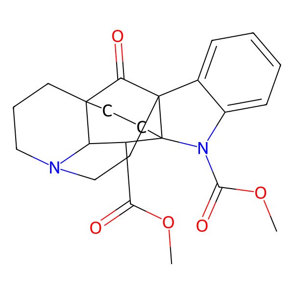 2D Structure of dimethyl (1S,9R,16S,19R,20R)-21-oxo-2,12-diazahexacyclo[10.6.2.19,16.01,9.03,8.016,20]henicosa-3,5,7-triene-2,19-dicarboxylate