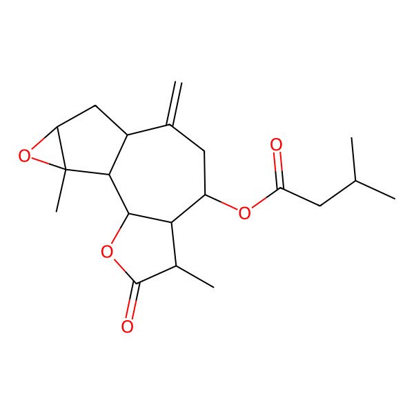 2D Structure of (5,14-Dimethyl-9-methylidene-4-oxo-3,13-dioxatetracyclo[8.4.0.02,6.012,14]tetradecan-7-yl) 3-methylbutanoate