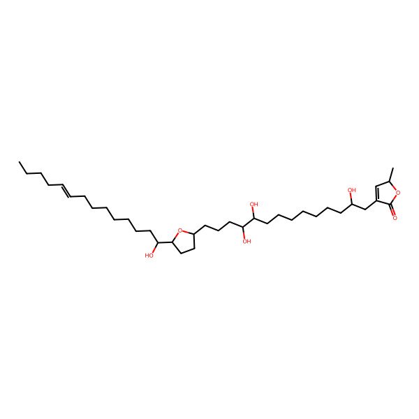 2D Structure of 2-methyl-4-[2,10,11-trihydroxy-14-[5-(1-hydroxytetradec-9-enyl)oxolan-2-yl]tetradecyl]-2H-furan-5-one