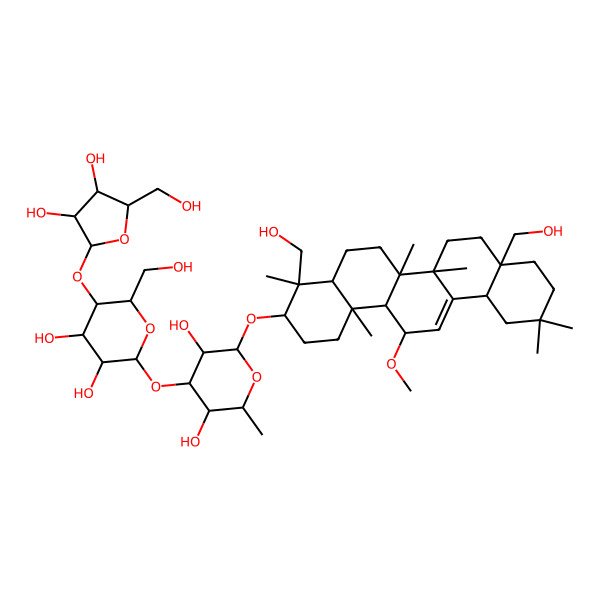 2D Structure of 2-[[4,8a-Bis(hydroxymethyl)-14-methoxy-4,6a,6b,11,11,14b-hexamethyl-1,2,3,4a,5,6,7,8,9,10,12,12a,14,14a-tetradecahydropicen-3-yl]oxy]-4-[5-[3,4-dihydroxy-5-(hydroxymethyl)oxolan-2-yl]oxy-3,4-dihydroxy-6-(hydroxymethyl)oxan-2-yl]oxy-6-methyloxane-3,5-diol