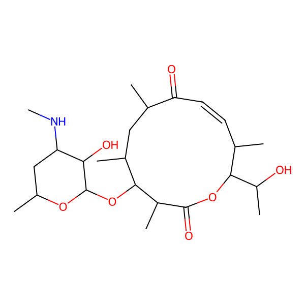 2D Structure of (3R,4S,5S,7R,9E,11R,12S)-12-[(1R)-1-hydroxyethyl]-4-[3-hydroxy-6-methyl-4-(methylamino)oxan-2-yl]oxy-3,5,7,11-tetramethyl-1-oxacyclododec-9-ene-2,8-dione