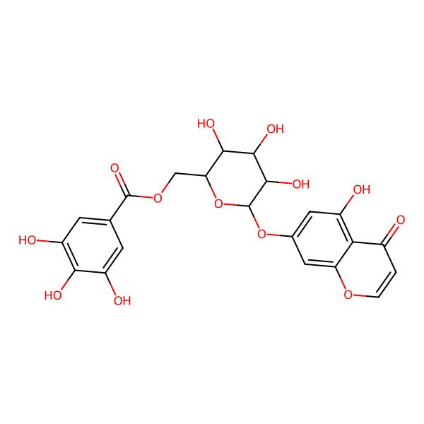 2D Structure of [(2R,3S,4S,5R,6S)-3,4,5-trihydroxy-6-(5-hydroxy-4-oxochromen-7-yl)oxyoxan-2-yl]methyl 3,4,5-trihydroxybenzoate