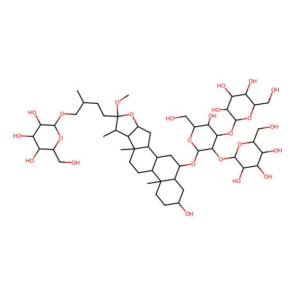 2D Structure of 2-[4-[16-Hydroxy-19-[5-hydroxy-6-(hydroxymethyl)-3,4-bis[[3,4,5-trihydroxy-6-(hydroxymethyl)oxan-2-yl]oxy]oxan-2-yl]oxy-6-methoxy-7,9,13-trimethyl-5-oxapentacyclo[10.8.0.02,9.04,8.013,18]icosan-6-yl]-2-methylbutoxy]-6-(hydroxymethyl)oxane-3,4,5-triol