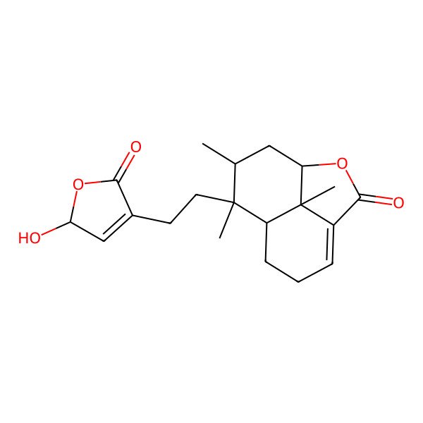 2D Structure of 9-[2-(2-hydroxy-5-oxo-2H-furan-4-yl)ethyl]-9,10,12-trimethyl-2-oxatricyclo[6.3.1.04,12]dodec-4-en-3-one