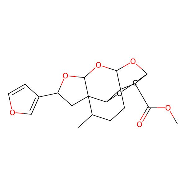 2D Structure of methyl (1S,4R,5R,7S,9R,11S,13R,16R,17R)-7-(furan-3-yl)-4-methyl-8,10,12-trioxapentacyclo[11.3.1.01,11.05,9.05,16]heptadecane-17-carboxylate