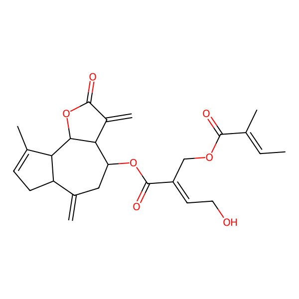 2D Structure of [(3aR,4R,6aR,9aR,9bR)-9-methyl-3,6-dimethylidene-2-oxo-4,5,6a,7,9a,9b-hexahydro-3aH-azuleno[4,5-b]furan-4-yl] (E)-4-hydroxy-2-[[(E)-2-methylbut-2-enoyl]oxymethyl]but-2-enoate