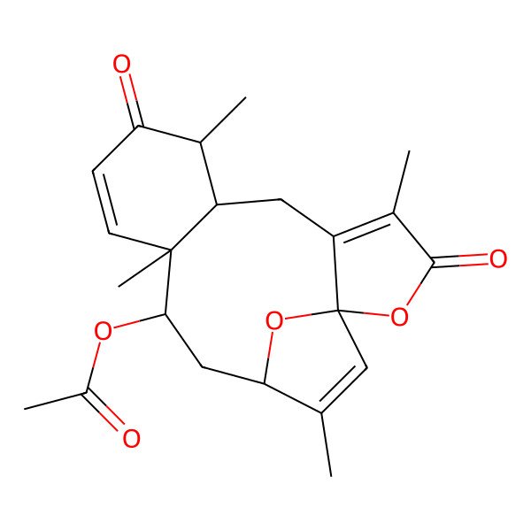 2D Structure of [(1R,7S,8R,12S,13S,15S)-4,8,12,16-tetramethyl-3,9-dioxo-2,18-dioxatetracyclo[13.2.1.01,5.07,12]octadeca-4,10,16-trien-13-yl] acetate