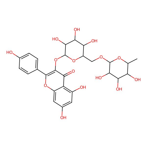 2D Structure of 5,7-dihydroxy-2-(4-hydroxyphenyl)-3-[(2S,5R)-3,4,5-trihydroxy-6-[[(2R,4S,5R)-3,4,5-trihydroxy-6-methyloxan-2-yl]oxymethyl]oxan-2-yl]oxychromen-4-one