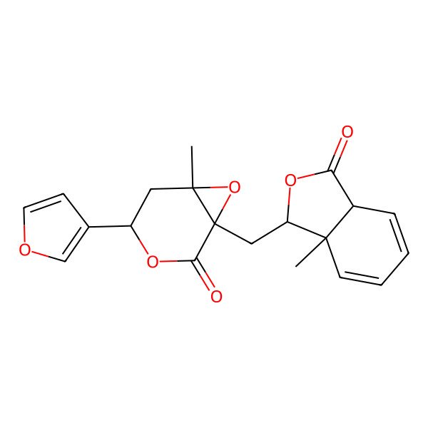 2D Structure of (3S,3aS,7aR)-3-[[(1S,4S,6S)-4-(furan-3-yl)-6-methyl-2-oxo-3,7-dioxabicyclo[4.1.0]heptan-1-yl]methyl]-3a-methyl-3,7a-dihydro-2-benzofuran-1-one