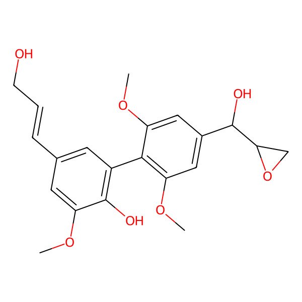 2D Structure of 2-[4-[(R)-hydroxy-[(2S)-oxiran-2-yl]methyl]-2,6-dimethoxyphenyl]-4-[(E)-3-hydroxyprop-1-enyl]-6-methoxyphenol