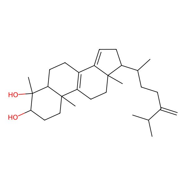 2D Structure of (3S,4R,5R,10S,13R,17R)-4,10,13-trimethyl-17-[(2R)-6-methyl-5-methylideneheptan-2-yl]-1,2,3,5,6,7,11,12,16,17-decahydrocyclopenta[a]phenanthrene-3,4-diol