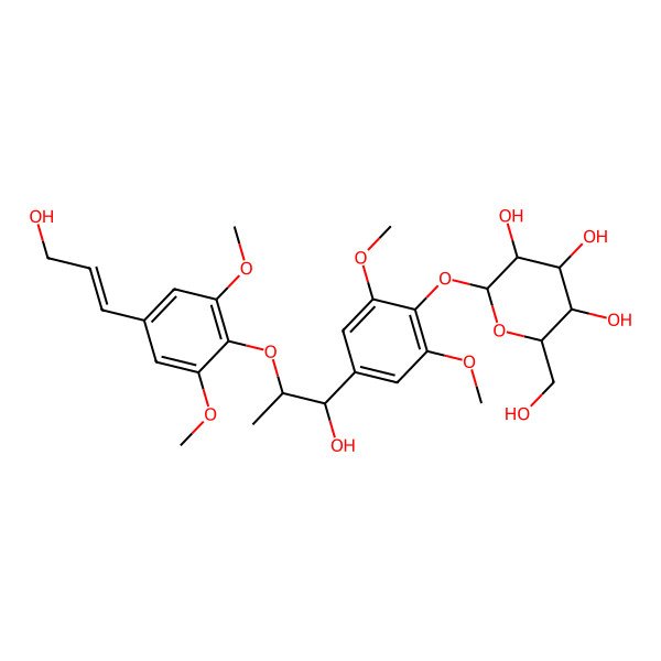 2D Structure of (2S,3R,4S,5S,6R)-2-[4-[(1R,2R)-1-hydroxy-2-[4-[(E)-3-hydroxyprop-1-enyl]-2,6-dimethoxyphenoxy]propyl]-2,6-dimethoxyphenoxy]-6-(hydroxymethyl)oxane-3,4,5-triol