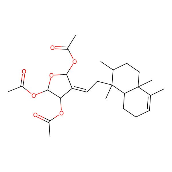 2D Structure of [(2S,3R,4Z,5S)-4-[2-[(1S,2R,4aR,8aR)-1,2,4a,5-tetramethyl-2,3,4,7,8,8a-hexahydronaphthalen-1-yl]ethylidene]-2,5-diacetyloxyoxolan-3-yl] acetate