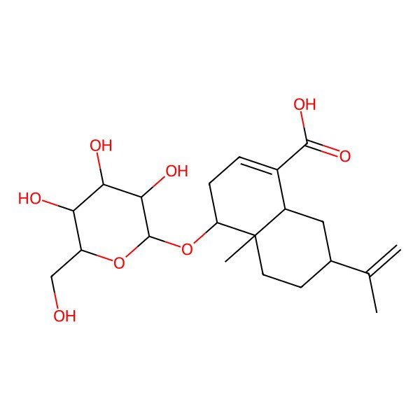 2D Structure of 4a-methyl-7-prop-1-en-2-yl-4-[3,4,5-trihydroxy-6-(hydroxymethyl)oxan-2-yl]oxy-4,5,6,7,8,8a-hexahydro-3H-naphthalene-1-carboxylic acid