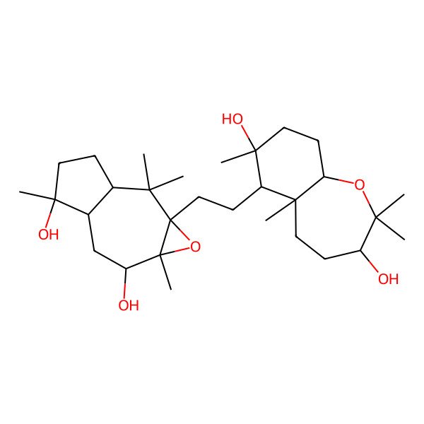 2D Structure of (1aS,2aR,5R,5aR,7R,7aR)-1a-[2-[(3R,5aR,6R,7S,9aR)-3,7-dihydroxy-2,2,5a,7-tetramethyl-4,5,6,8,9,9a-hexahydro-3H-benzo[b]oxepin-6-yl]ethyl]-2,2,5,7a-tetramethyl-2a,3,4,5a,6,7-hexahydroazuleno[5,6-b]oxirene-5,7-diol
