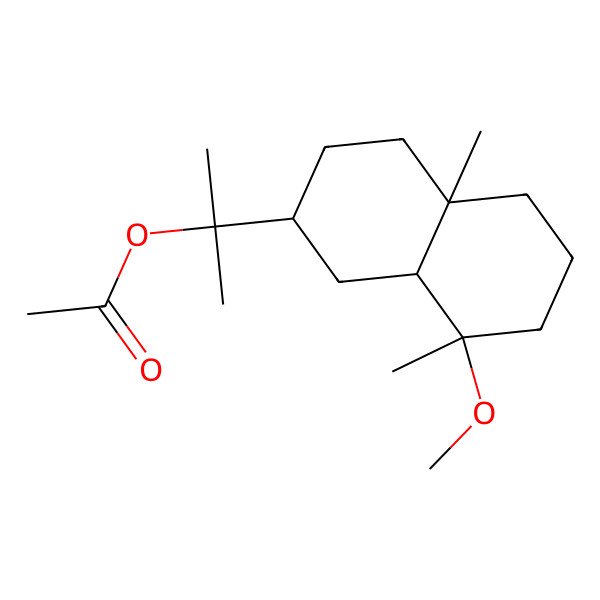 2D Structure of 2-[(2R,4aR,8R,8aR)-8-methoxy-4a,8-dimethyl-1,2,3,4,5,6,7,8a-octahydronaphthalen-2-yl]propan-2-yl acetate