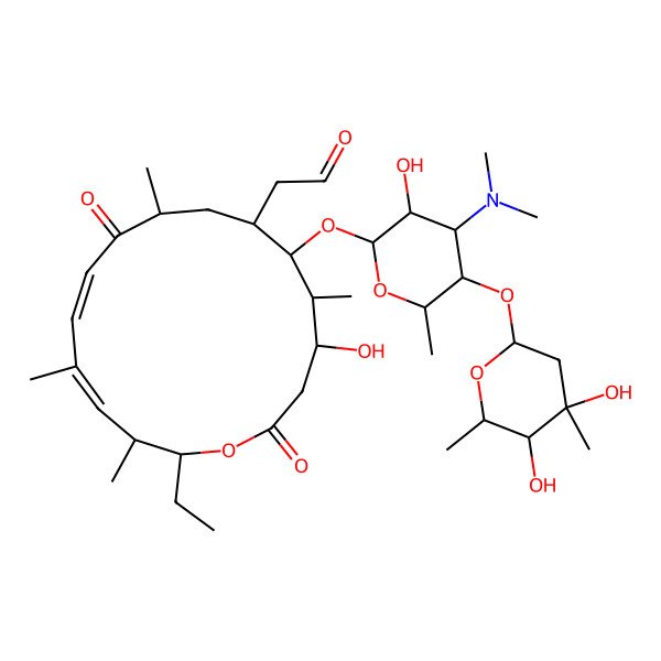 2D Structure of 2-[(4R,5S,6R,7S,9R,11E,13E,15S,16S)-6-[(2S,3R,4R,5S,6R)-5-[(2S,4S,5R,6R)-4,5-dihydroxy-4,6-dimethyloxan-2-yl]oxy-4-(dimethylamino)-3-hydroxy-6-methyloxan-2-yl]oxy-16-ethyl-4-hydroxy-5,9,13,15-tetramethyl-2,10-dioxo-1-oxacyclohexadeca-11,13-dien-7-yl]acetaldehyde
