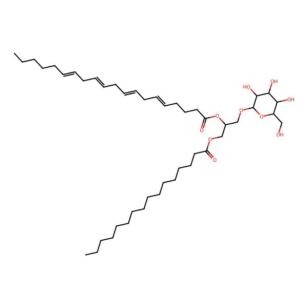 2D Structure of [1-Hexadecanoyloxy-3-[3,4,5-trihydroxy-6-(hydroxymethyl)oxan-2-yl]oxypropan-2-yl] icosa-5,8,11,14-tetraenoate