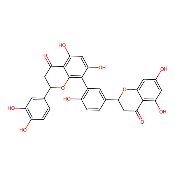 2D Structure of 8-[5-(5,7-Dihydroxy-4-oxo-2,3-dihydrochromen-2-yl)-2-hydroxyphenyl]-2-(3,4-dihydroxyphenyl)-5,7-dihydroxy-2,3-dihydrochromen-4-one