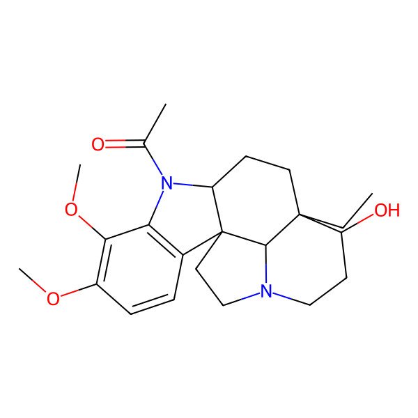 2D Structure of 1-[(1S,9S,12S,13S,19R)-12-ethyl-13-hydroxy-5,6-dimethoxy-8,16-diazapentacyclo[10.6.1.01,9.02,7.016,19]nonadeca-2(7),3,5-trien-8-yl]ethanone