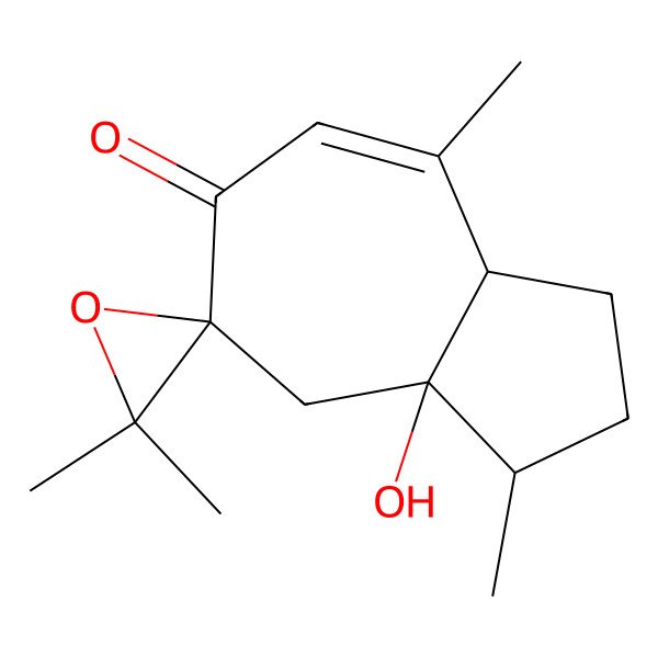 2D Structure of 8a-hydroxy-1,3',3',4-tetramethylspiro[2,3,3a,8-tetrahydro-1H-azulene-7,2'-oxirane]-6-one