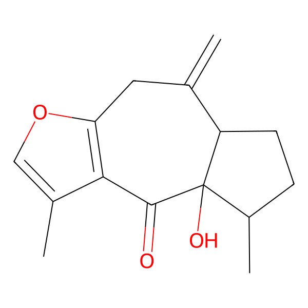 2D Structure of 8a-hydroxy-1,8-dimethyl-5-methylidene-5a,6,7,8-tetrahydro-4H-azuleno[6,5-b]furan-9-one