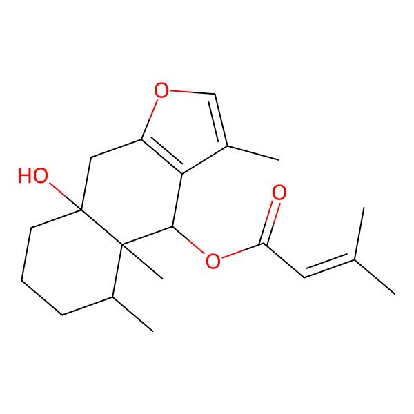 2D Structure of (8a-Hydroxy-3,4a,5-trimethyl-4,5,6,7,8,9-hexahydrobenzo[f][1]benzofuran-4-yl) 3-methylbut-2-enoate