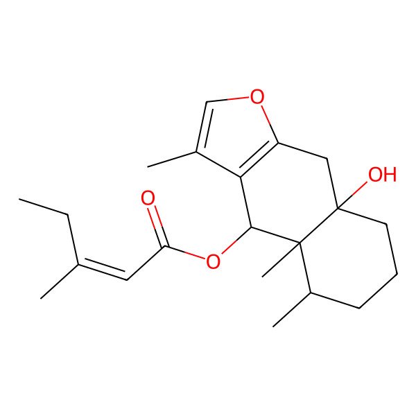 2D Structure of (8a-Hydroxy-3,4a,5-trimethyl-4,5,6,7,8,9-hexahydrobenzo[f][1]benzofuran-4-yl) 3-methylpent-2-enoate