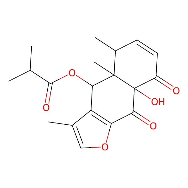 2D Structure of (8a-Hydroxy-3,4a,5-trimethyl-8,9-dioxo-4,5-dihydrobenzo[f][1]benzofuran-4-yl) 2-methylpropanoate