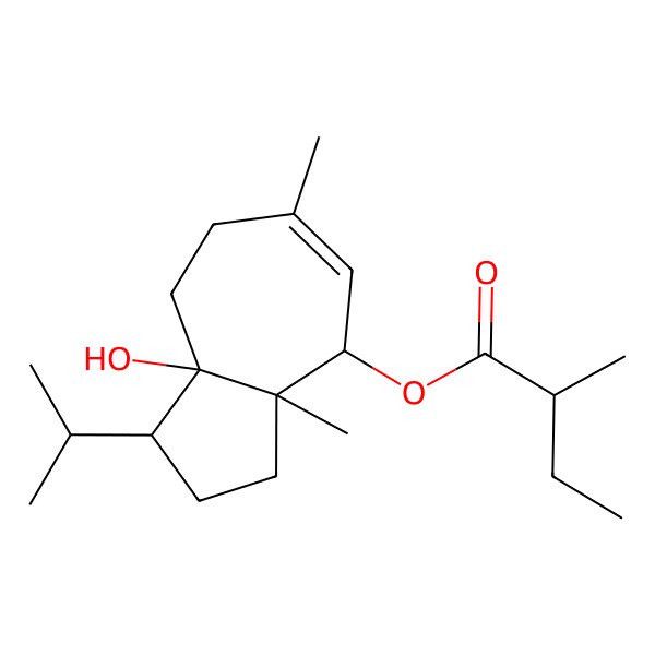 2D Structure of (8a-Hydroxy-3a,6-dimethyl-1-propan-2-yl-1,2,3,4,7,8-hexahydroazulen-4-yl) 2-methylbutanoate