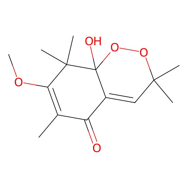 2D Structure of 8a-Hydroxy-7-methoxy-3,3,6,8,8-pentamethyl-1,2-benzodioxin-5-one 2D Structure of 8a-Hydroxy-7-methoxy-3,3,6,8,8-pentamethyl-1,2-benzodioxin-5-one