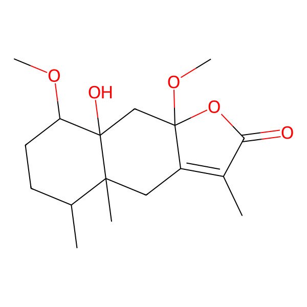 2D Structure of 8a-Hydroxy-8,9a-dimethoxy-3,4a,5-trimethyl-4,5,6,7,8,9-hexahydrobenzo[f][1]benzofuran-2-one