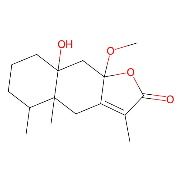 2D Structure of 8a-Hydroxy-9a-methoxy-3,4a,5-trimethyl-4,5,6,7,8,9-hexahydrobenzo[f][1]benzofuran-2-one