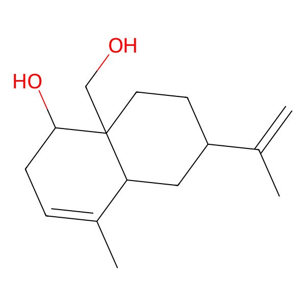 2D Structure of 8a-(hydroxymethyl)-4-methyl-6-prop-1-en-2-yl-2,4a,5,6,7,8-hexahydro-1H-naphthalen-1-ol