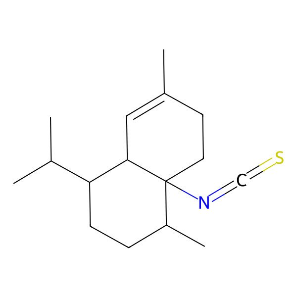 2D Structure of 8a-isothiocyanato-1,6-dimethyl-4-propan-2-yl-2,3,4,4a,7,8-hexahydro-1H-naphthalene