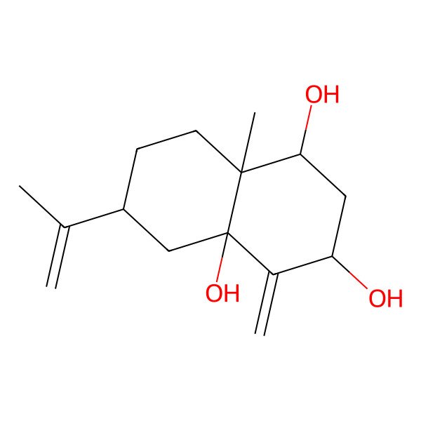 2D Structure of 8a-methyl-4-methylidene-6-prop-1-en-2-yl-2,3,5,6,7,8-hexahydro-1H-naphthalene-1,3,4a-triol