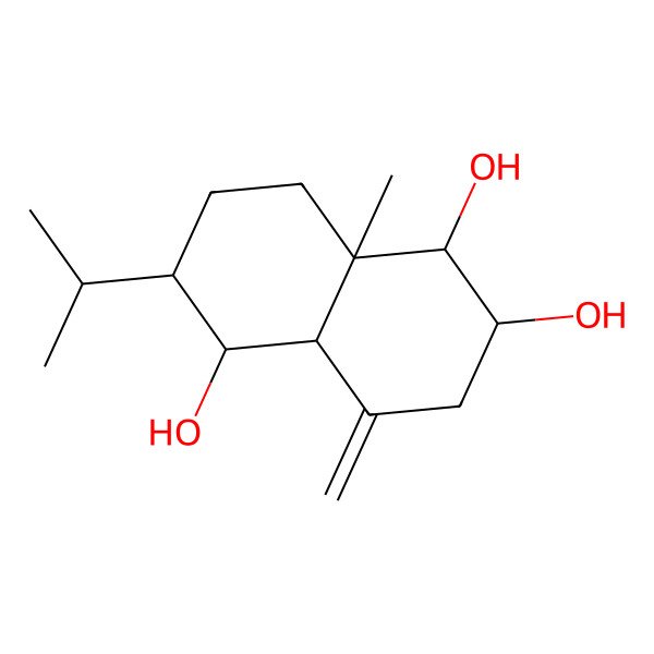 2D Structure of 8a-Methyl-4-methylidene-6-propan-2-yl-1,2,3,4a,5,6,7,8-octahydronaphthalene-1,2,5-triol