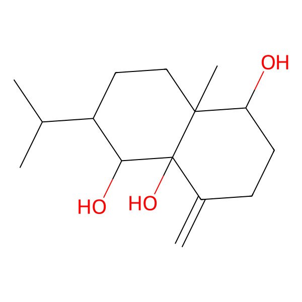 2D Structure of 8a-methyl-4-methylidene-6-propan-2-yl-2,3,5,6,7,8-hexahydro-1H-naphthalene-1,4a,5-triol