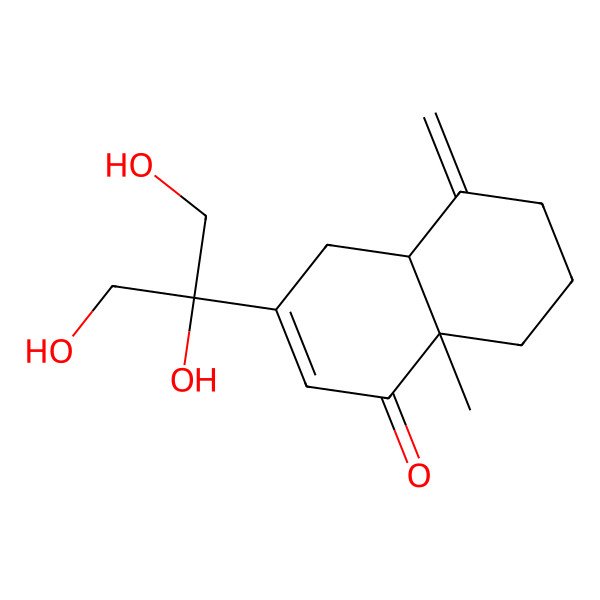 2D Structure of 8a-methyl-5-methylidene-3-(1,2,3-trihydroxypropan-2-yl)-4a,6,7,8-tetrahydro-4H-naphthalen-1-one