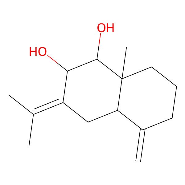 2D Structure of 8a-methyl-5-methylidene-3-propan-2-ylidene-2,4,4a,6,7,8-hexahydro-1H-naphthalene-1,2-diol