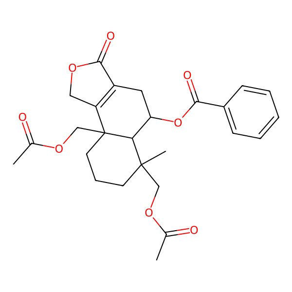2D Structure of [6,9a-bis(acetyloxymethyl)-6-methyl-3-oxo-4,5,5a,7,8,9-hexahydro-1H-benzo[e][2]benzofuran-5-yl] benzoate