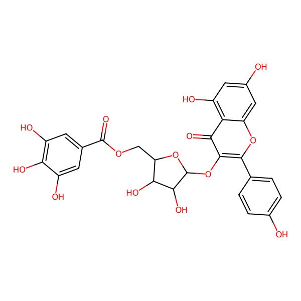2D Structure of [5-[5,7-Dihydroxy-2-(4-hydroxyphenyl)-4-oxochromen-3-yl]oxy-3,4-dihydroxyoxolan-2-yl]methyl 3,4,5-trihydroxybenzoate